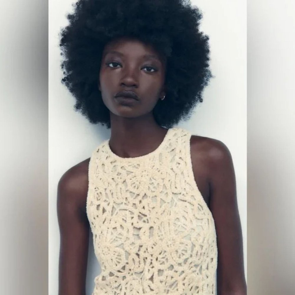 ZARA LIMITED EDITION OPEN WORK CROCHETED KNIT DRESS - Picture 3 of 5